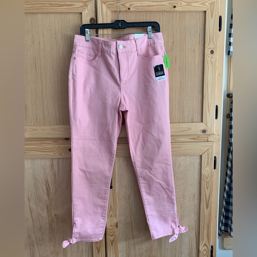 St. John’s Bay pink Mid-Rise skinny ankle capri jean pants size 12